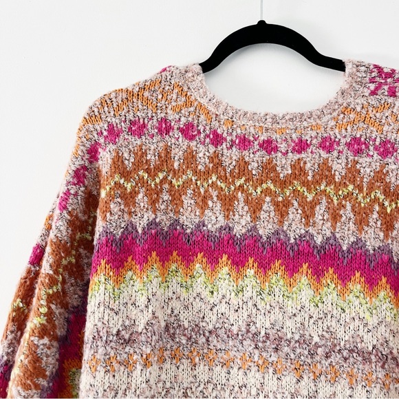 NWT Free People Forever Fair Isle Sweater Dress in Strawberry Combo - Picture 9 of 13